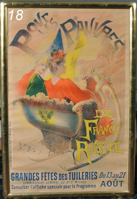 GASTON NOURY POSTER Pour Les Pauvres 54"x 35 1/2" s: GASTON NOURY POSTER Pour Les Pauvres 54"x 35 1/2" sight circa 1900 framed