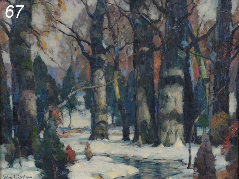 JOHN FABIAN CARLSON Sunny Forest 12" x 16" oil on b