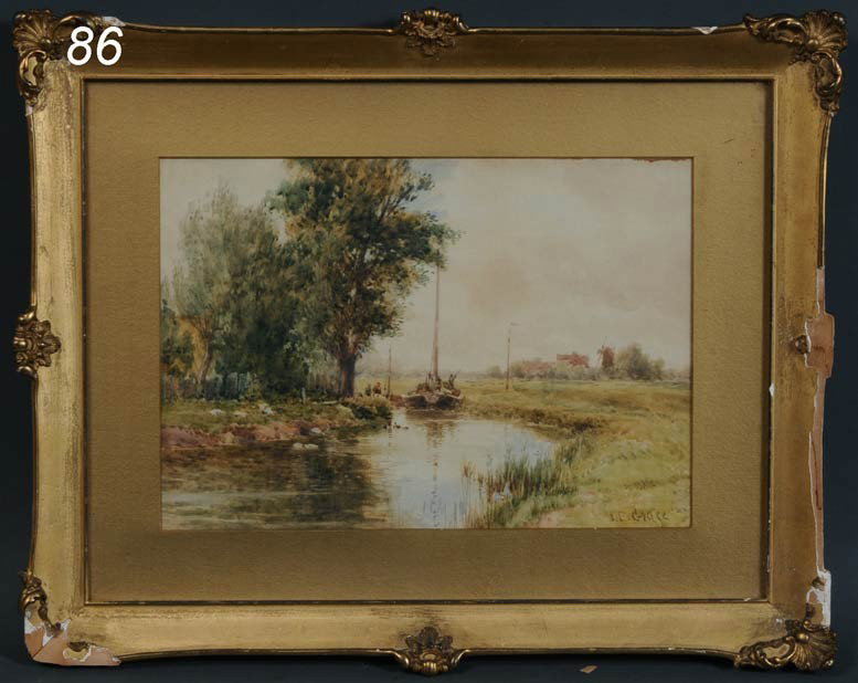 J.E. GRACE Dutch Canal Scene 9"x 13" watercolor: J.E. GRACE Dutch Canal Scene 9"x 13" watercolor