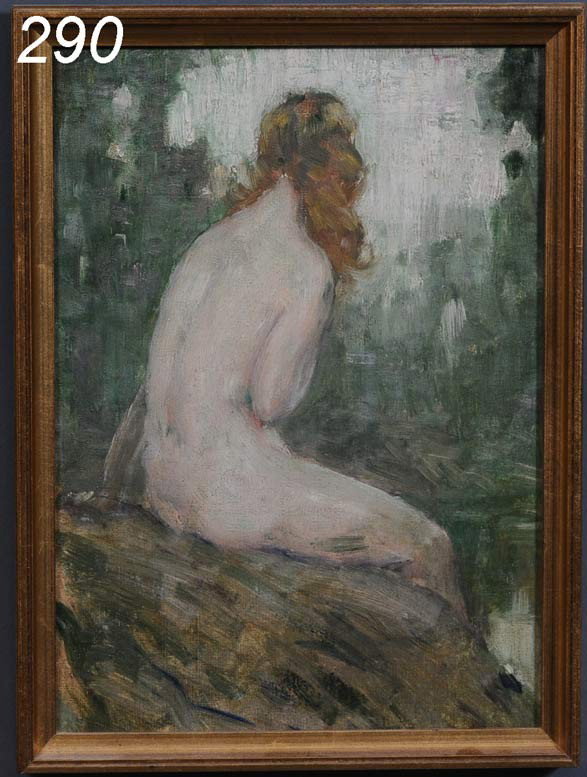 WARREN DAVIS Nude Bather 14"x10" oil on canvas uns: WARREN DAVIS Nude Bather 14"x10" oil on canvas unsigned
