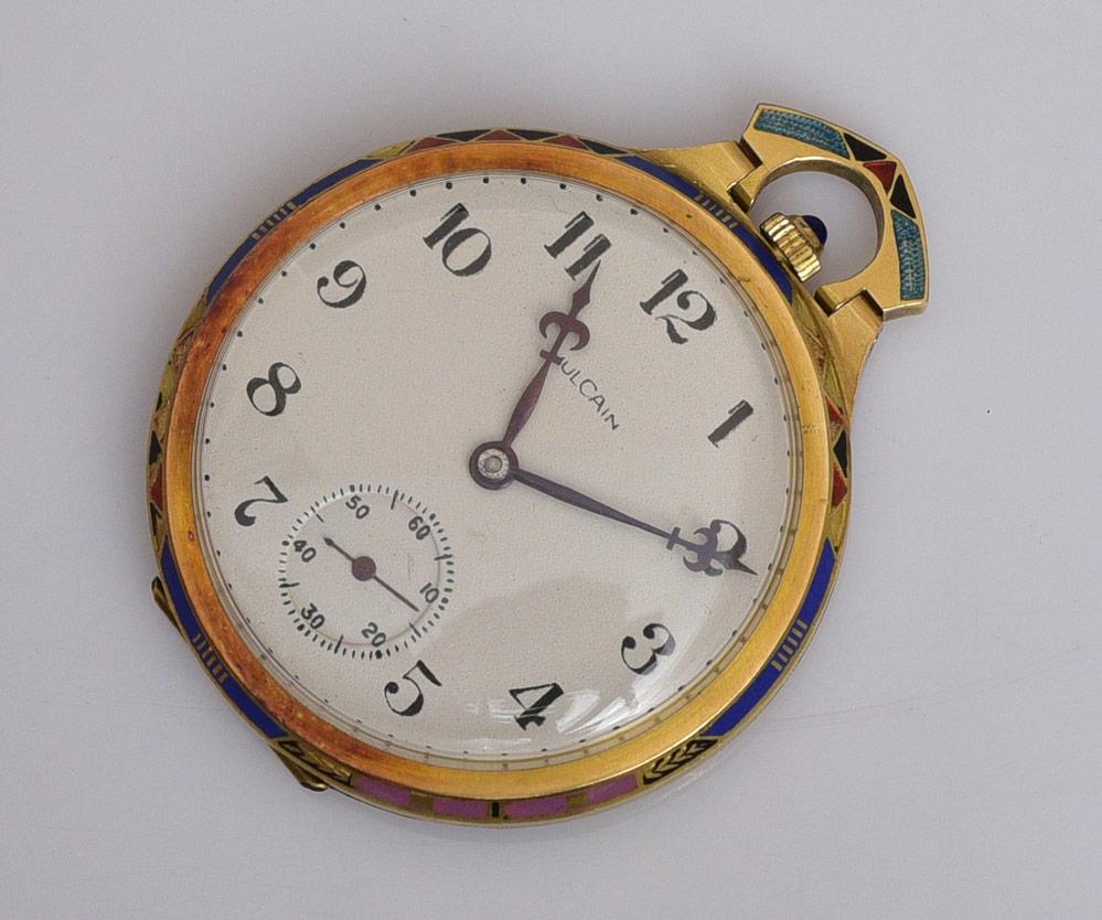 18k Gold Art Deco Enameled Pocket Watch (1 of 2)