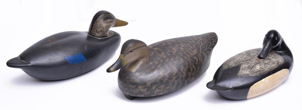 Three Painted Wooden Duck Decoys (1 of 2)