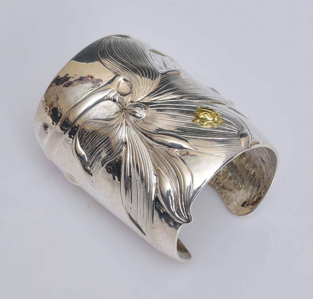 Tiffany Silver and 18k "Magnolia" Cuff Bracelet (1 of 5)