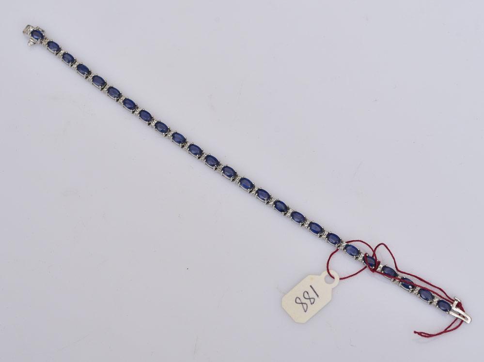 14k Gold Sapphire and Diamond Tennis Bracelet: 6 1/2" long, weight is 6.2 dwt gross