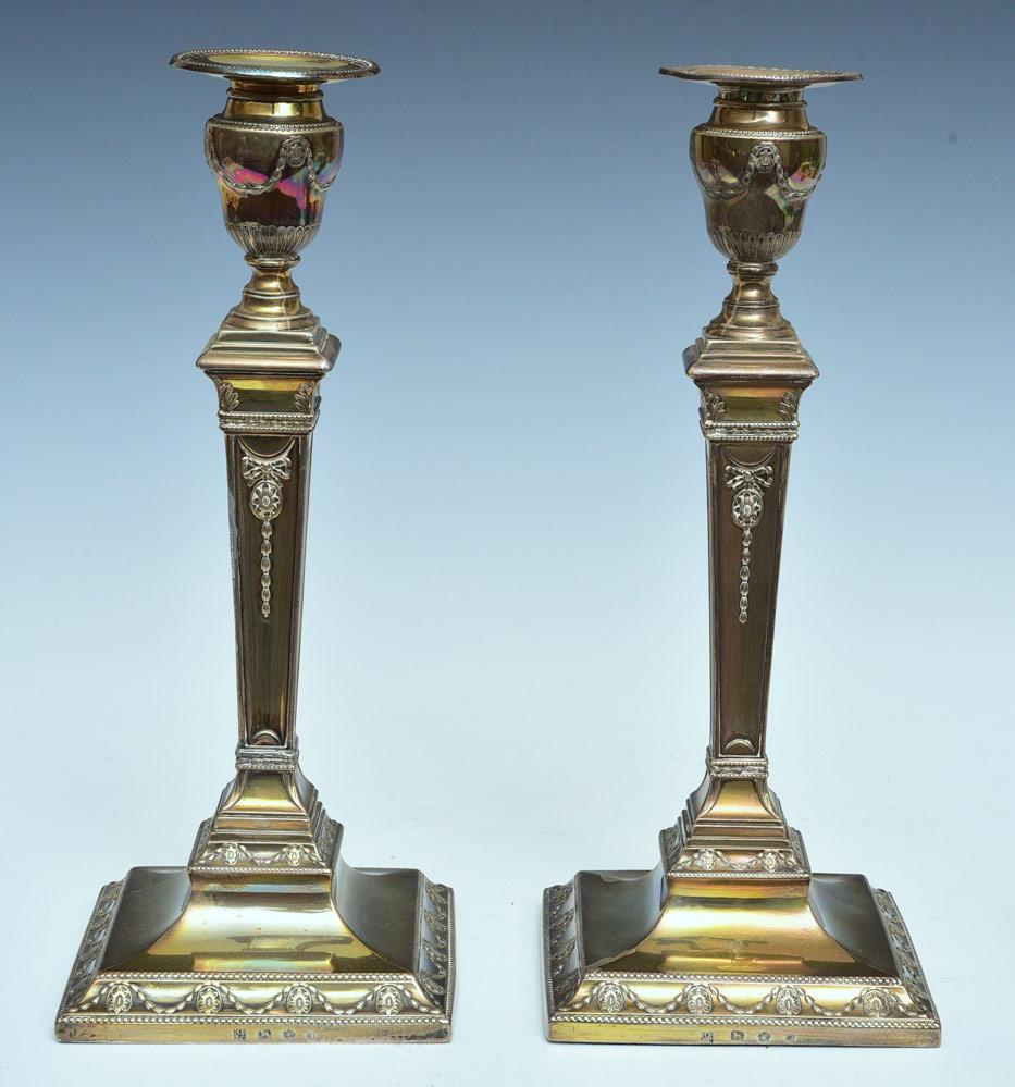 George III Style Sterling Silver Candlesticks (1 of 2)