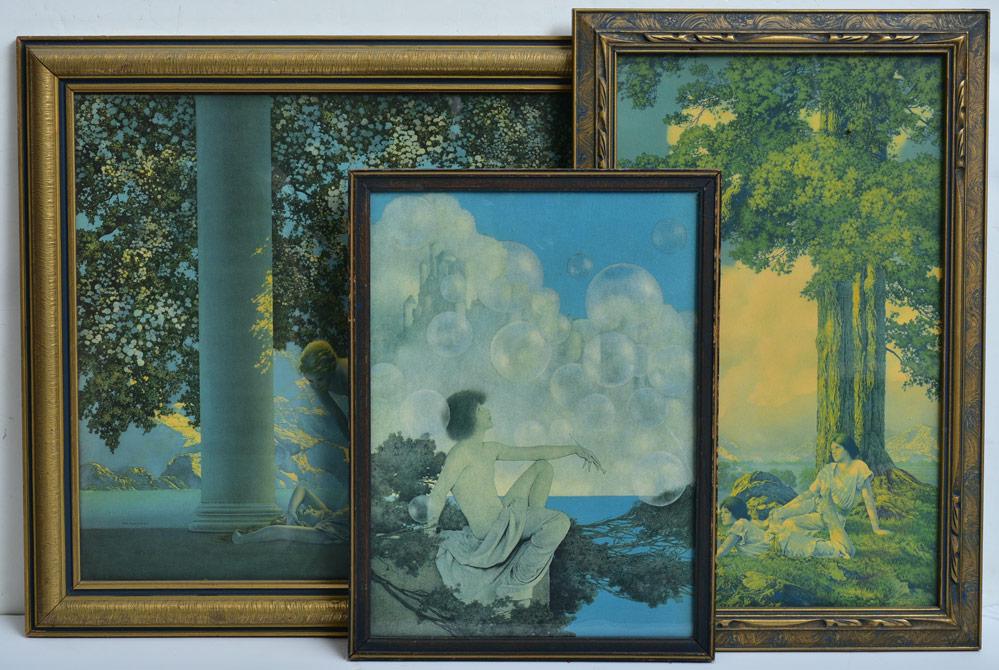 Maxfield Parrish Lithographs (9): including large "Daybreak" early 20th century