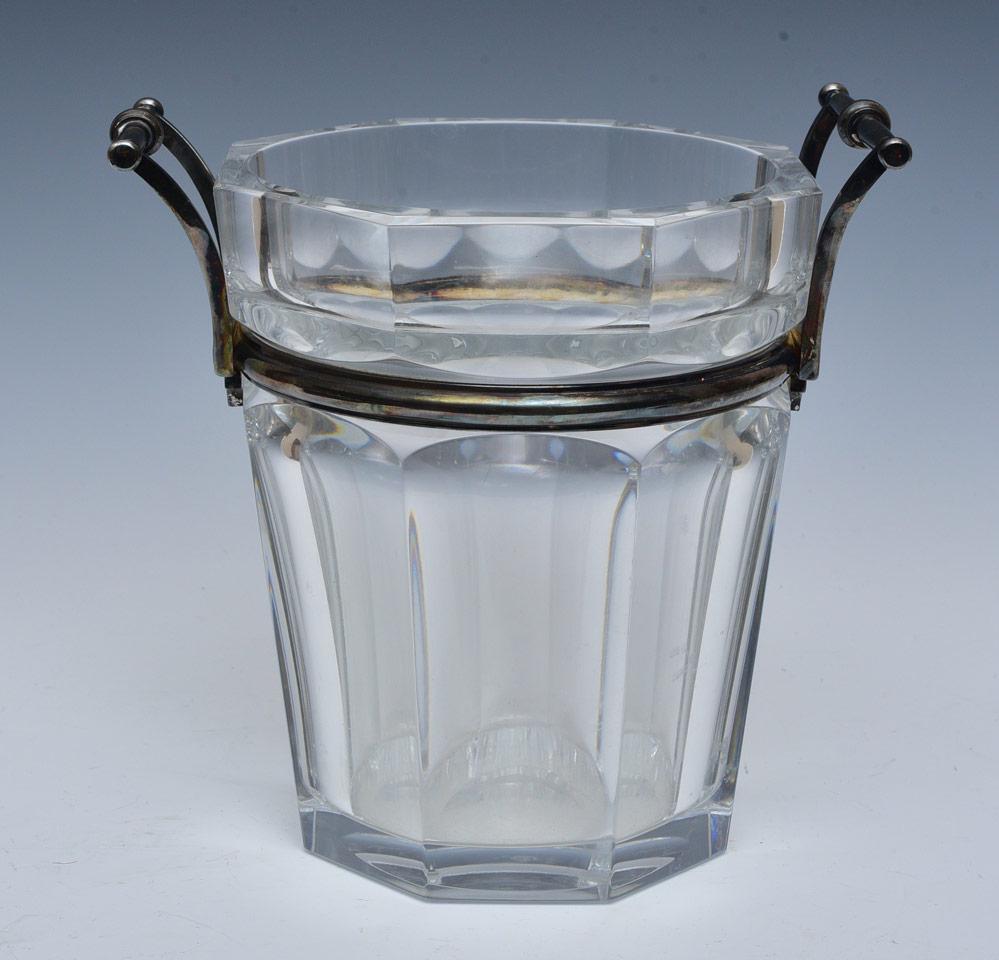 Baccarat Crystal Wine Cooler: 9 1/2" high to top of handles with Baccarat mark