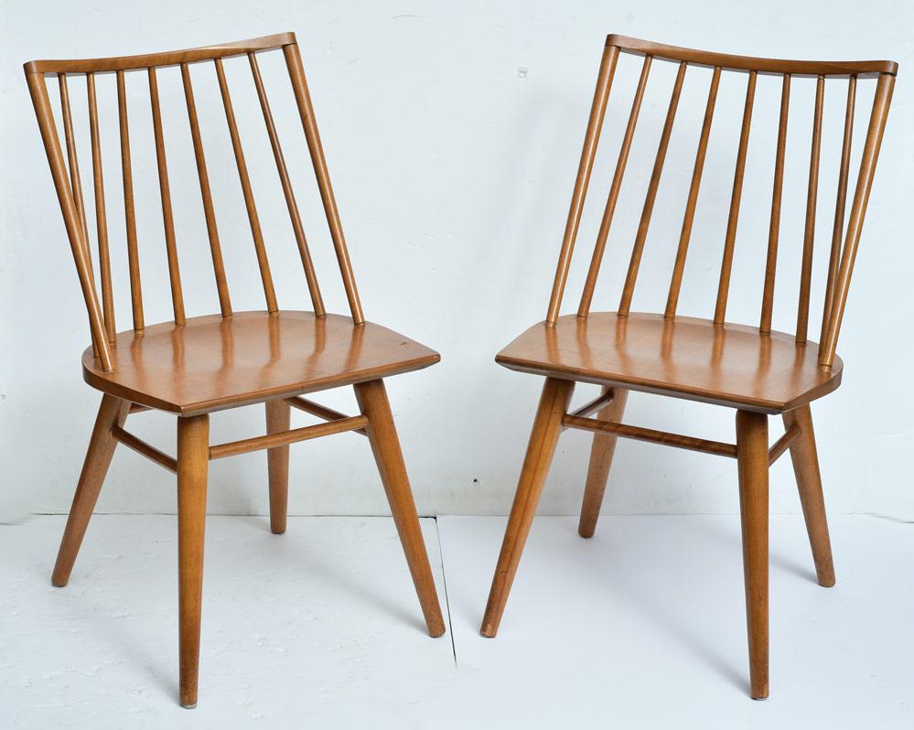 Russel Wright for Conant Ball Dining Chairs (6): Windsor style, Models 7408 and 7501 32" and 29 1/2" high, all with Conant Ball brand