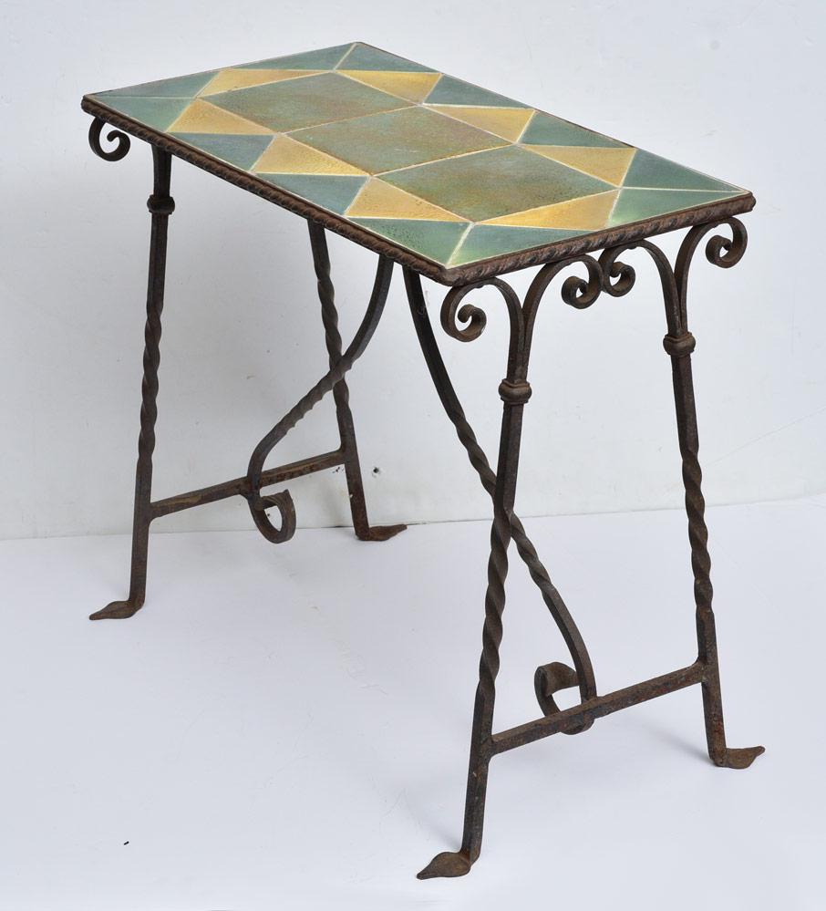attributed to Grueby Pottery Tile Top Side Table (1 of 5)