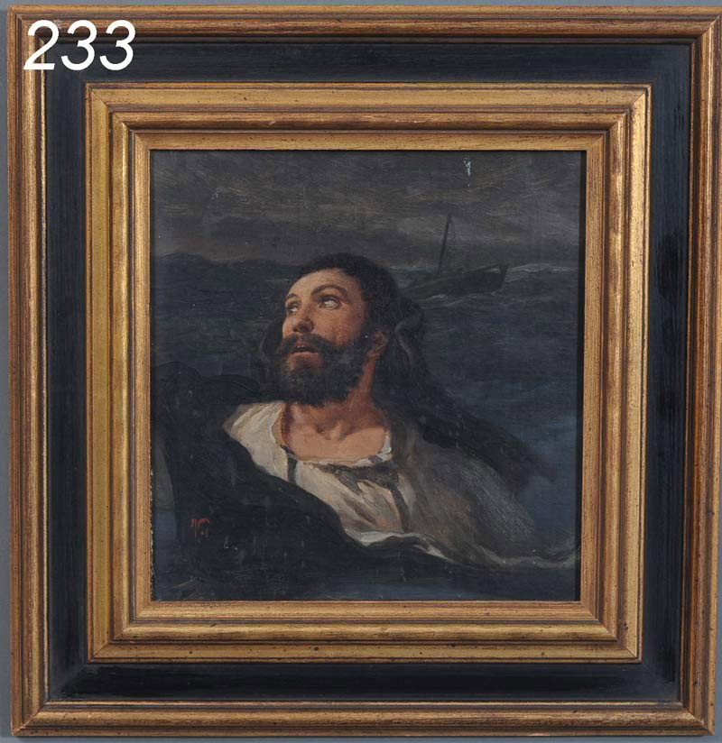 ELIHU VEDDER Lost At Sea 11"x 10 1/2" oil on panel: ELIHU VEDDER Lost At Sea 11"x 10 1/2" oil on panel initialed lower left "V" Shipping Information: Shipping within the Continental USA (excluding insurance) $40