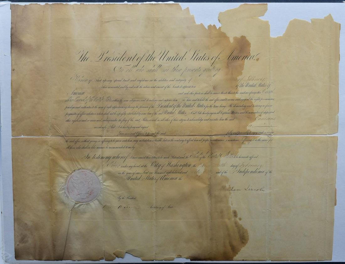 President Abraham Lincoln Signed Appointment (1 of 3)