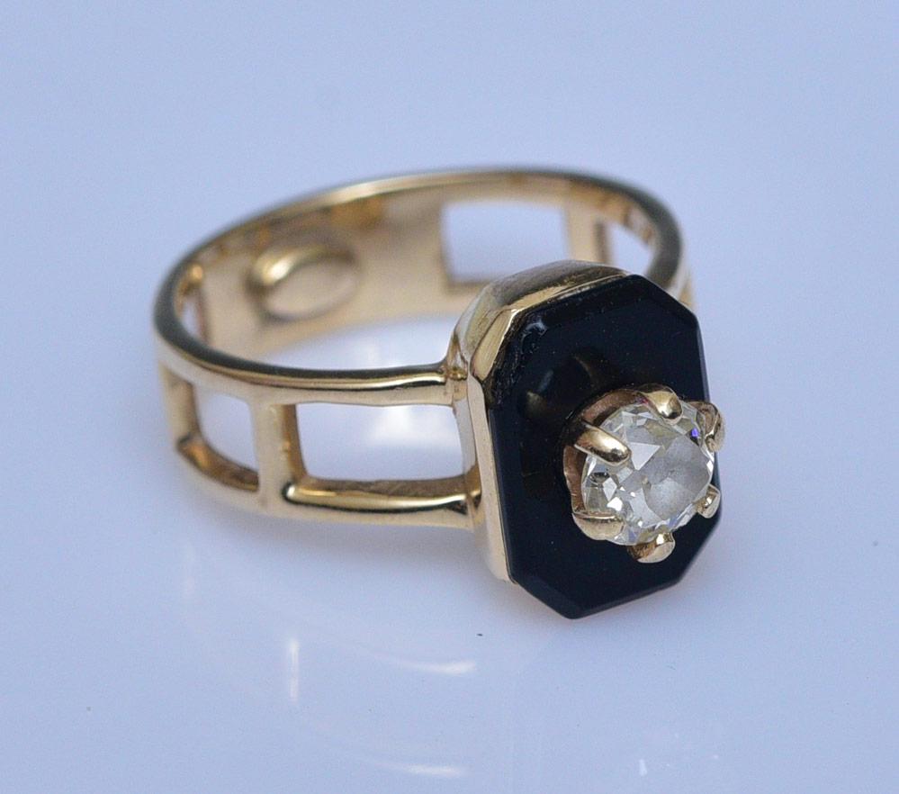 14k Gold Diamond and Onyx Ring (1 of 1)