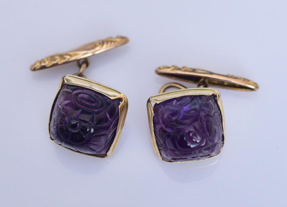 Carved Amethyst Cuff Links (1 of 4)