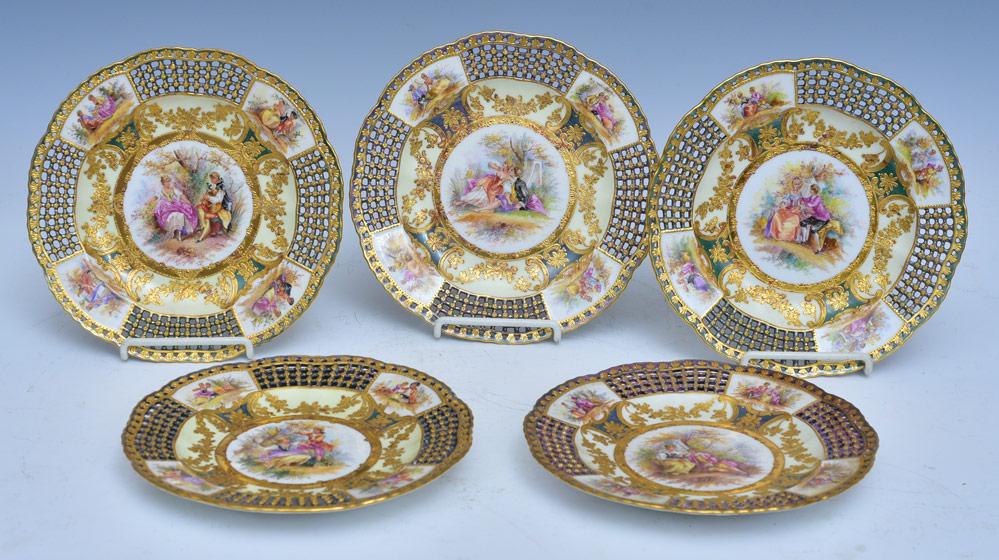 Carl Thieme Dresden Courtship Cabinet Plates (5) (1 of 3)