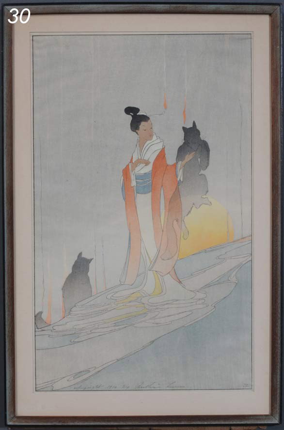BERTHA LUM The Fox Woman, 1916 16 3/8"x 10" woodblo: BERTHA LUM The Fox Woman, 1916 16 3/8"x 10" woodblock print pencil signed Shipping Information: Packing and shipping available within the Continental USA (excluding insurance):$40