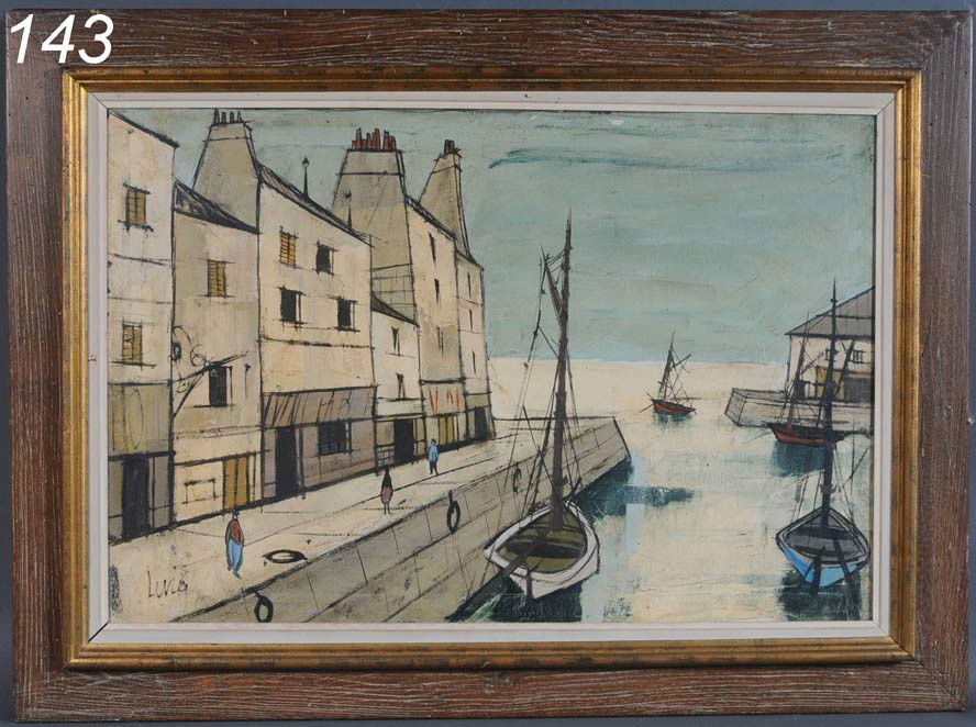 CHARLES LEVIER Dockside Scene 24"x 36" oil on canv: CHARLES LEVIER Dockside Scene 24"x 36" oil on canvas signed lower left Shipping Information: Buyer is responsible for arranging 3rd party shipping