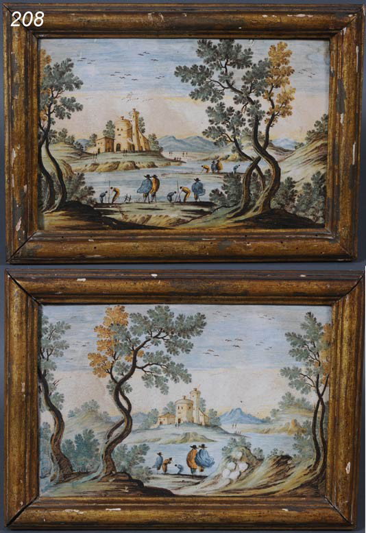 PAIR OF DUTCH FAIENCE PLAQUES each 7 5/8"x 11 1/4": PAIR OF DUTCH FAIENCE PLAQUES each 7 5/8"x 11 1/4" framed probably 18th century Shipping Information: Packing and shipping available within the Continental USA (excluding insurance):$40