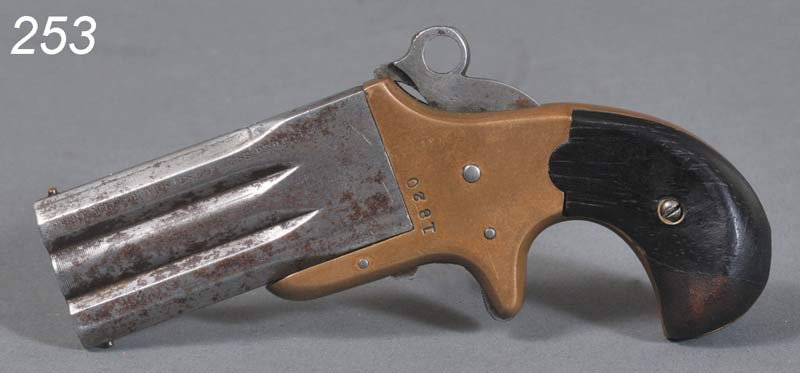 SCARCE FRANK WESSON "WATCH FOB" PISTOL with ring t: SCARCE FRANK WESSON "WATCH FOB" PISTOL with ring type hammer .22 caliber 2" barrell Shipping Information: Packing and shipping available within the Continental USA (excluding insurance):$25
