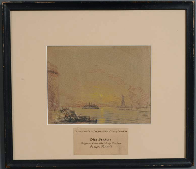 JOSEPH PENNELL The Statue of Liberty 9"x 12" paste: JOSEPH PENNELL The Statue of Liberty 9"x 12" pastel unsigned Shipping Information: Buyer is responsible for arranging 3rd party shipping