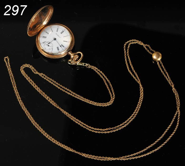 WALTHAM 14KT GOLD LADIES POCKET WATCH with 14kt go: WALTHAM 14KT GOLD LADIES POCKET WATCH with 14kt gold fob 39 grams Shipping Information: Packing and shipping available within the Continental USA (excluding insurance):$20