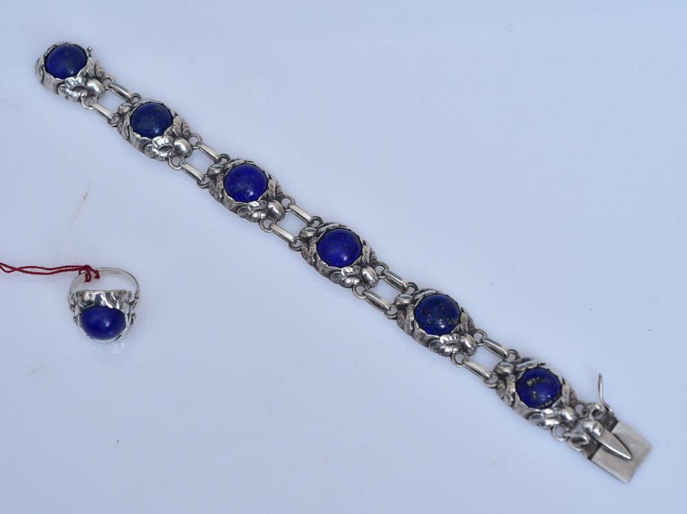 Georg Jensen Sterling Silver Lapis Bracelet & Ring (1 of 3)