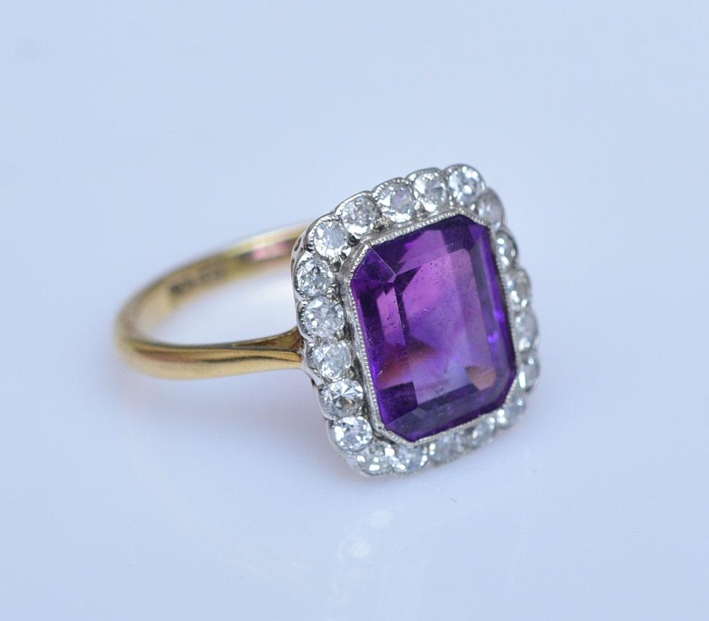 18k Gold Amethyst and Diamond Ring (1 of 1)