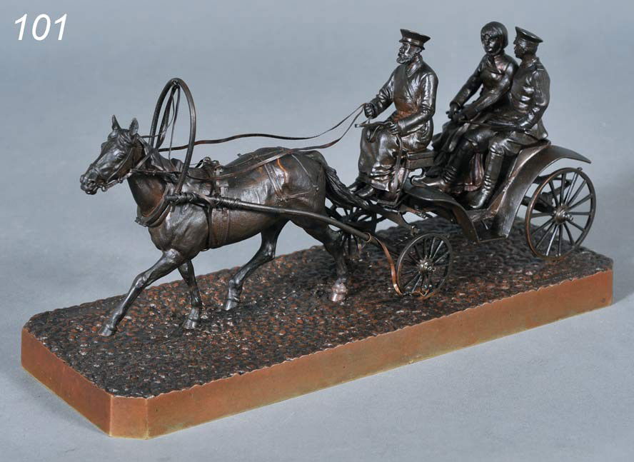 VASILY GRACHEV Carriage Ride 12" long, 5 5/8" high: VASILY GRACHEV Carriage Ride 12" long, 5 5/8" high cast by C.F. Woerffel St. Petersburg circa 1900 Shipping Information: Packing and shipping within the Continental USA (excluding insurance) $35