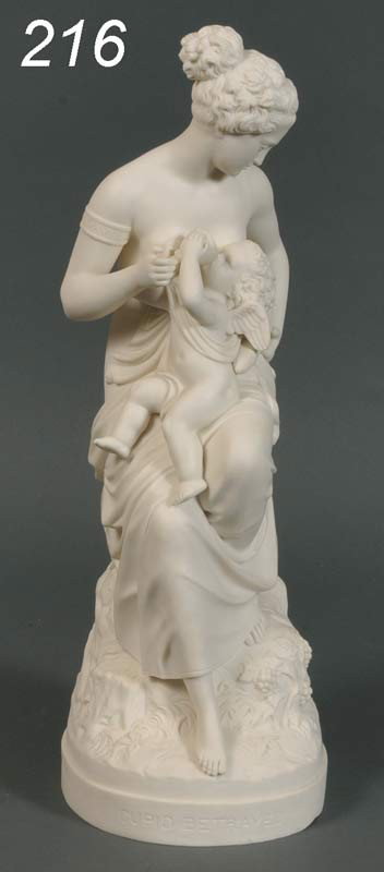 PARIAN FIGURAL GROUP, Cupid Betrayed, 17" high, 19: PARIAN FIGURAL GROUP, Cupid Betrayed, 17" high, 19th century Shipping Information: Packing and shipping within the Continental USA (excluding insurance) $40