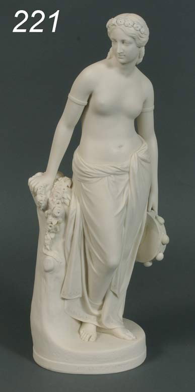 PARIAN FIGURE OF A DANCING GIRL Art Union of Londo: PARIAN FIGURE OF A DANCING GIRL Art Union of London, 1848 repair to tamborine, 18" Shipping Information: Packing and shipping within the Continental USA (excluding insurance) $45
