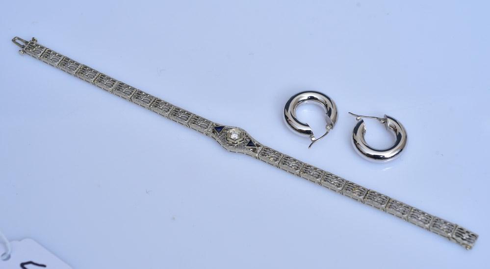 14k Gold Edwardian Bracelet & 18k Gold Earrings (1 of 2)