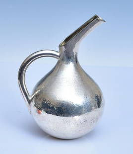 Ilias Lalaounis Sterling Silver Hammered Pitcher: 7 1/2" high, 10.3 troy ounces