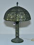 American Overlay Table Lamp attributed to Bradley & Hubbard 15" diameter shade, 24" high base with