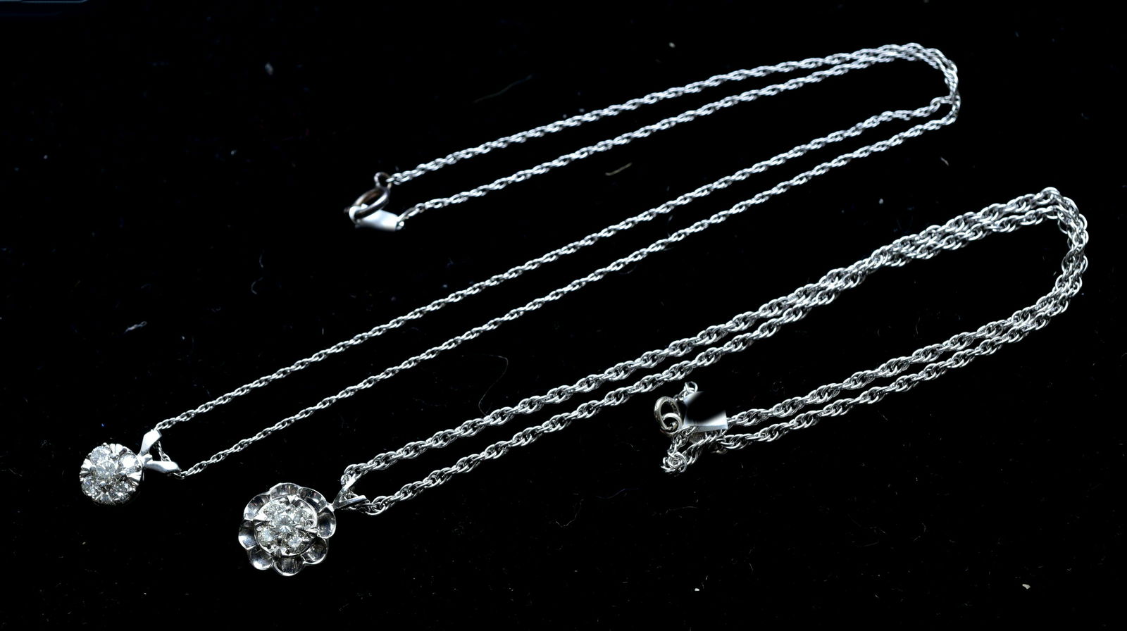 (2) 14k Diamond Cluster Necklaces (1 of 2)