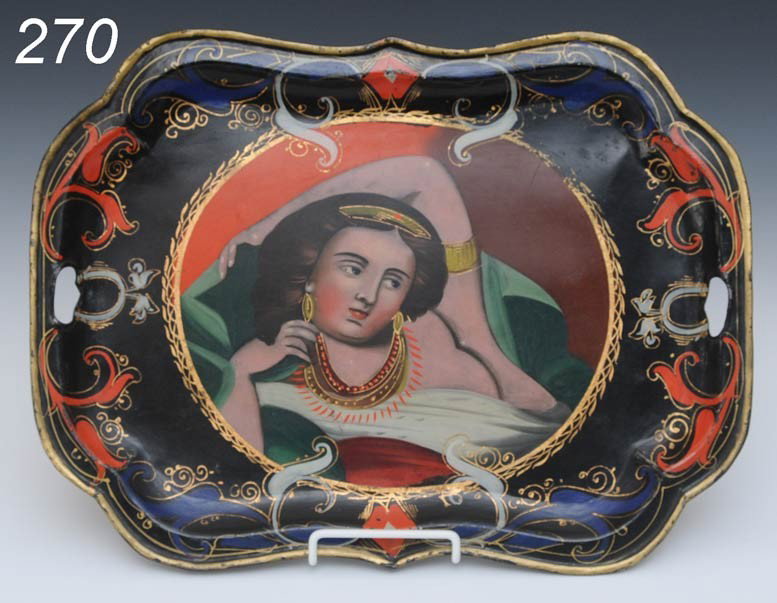 RUSSIAN PAINTED TOLE TRAY Moscow 16 3/4"x 12 1/2": RUSSIAN PAINTED TOLE TRAY Moscow 16 3/4"x 12 1/2" late 19th century Shipping Information:$35 Packing and shipping available within the Continenal USA (excludes insurance which will be added based on s