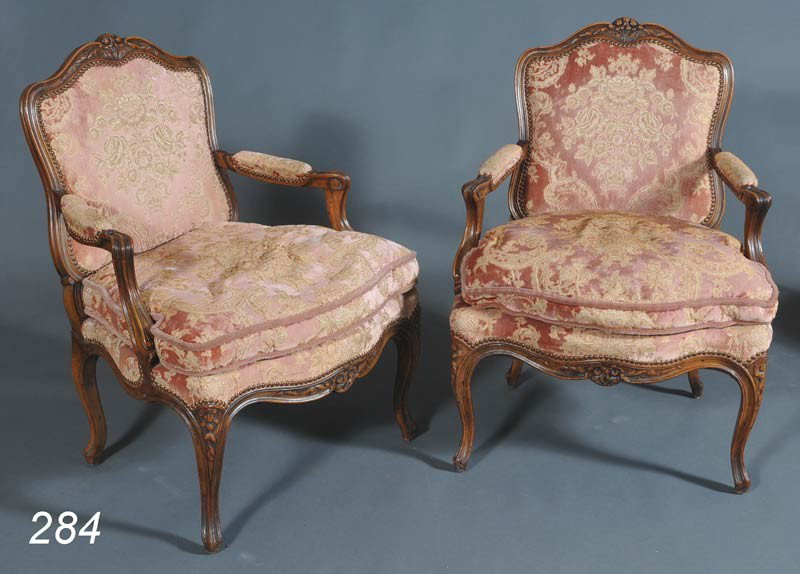PAIR OF LOUIS XV BERGERES 38" high, 27" wide at ar: PAIR OF LOUIS XV BERGERES 38" high, 27" wide at arms circa 1930 Shipping Information:Buyer is responsible for arranging 3rd party shipping. We recommend the following shippers: The UPS Store: contact 