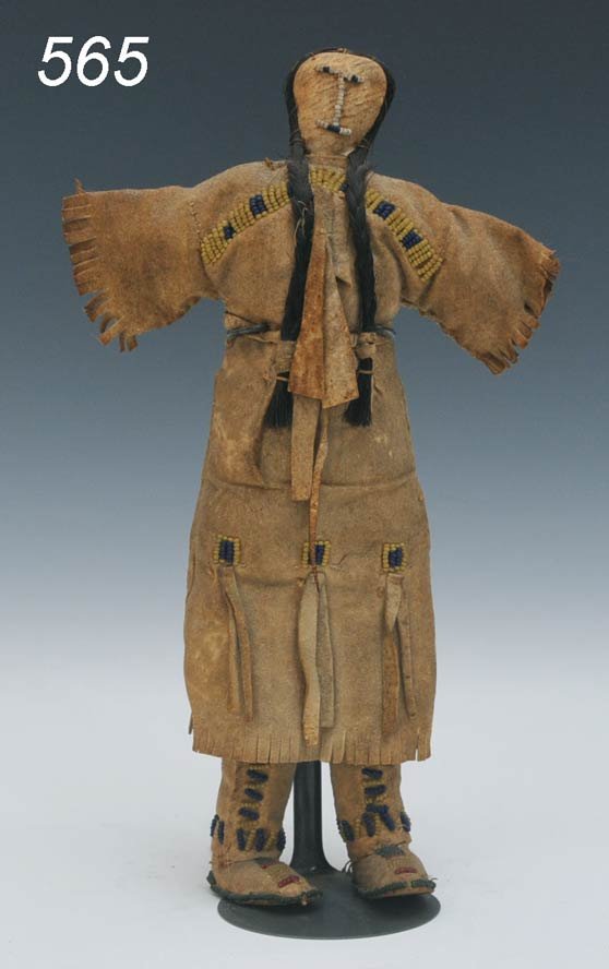 EARLY ARAPAHO DOLL with beadwork 11 1/8" high 19th: EARLY ARAPAHO DOLL with beadwork 11 1/8" high 19th century Shipping available within the Continenal USA (listed amount excludes insurance which will be added based on hammer price.) $25