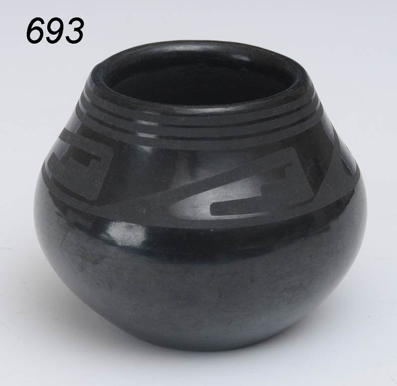 MARIA MARTINEZ BLACKWARE BOWL signed "Maria Poveka: MARIA MARTINEZ BLACKWARE BOWL signed "Maria Poveka" 4 1/4" diameter, 3 3/8" high Shipping available within the Continenal USA (listed amount excludes insurance which will be added based on hammer pric