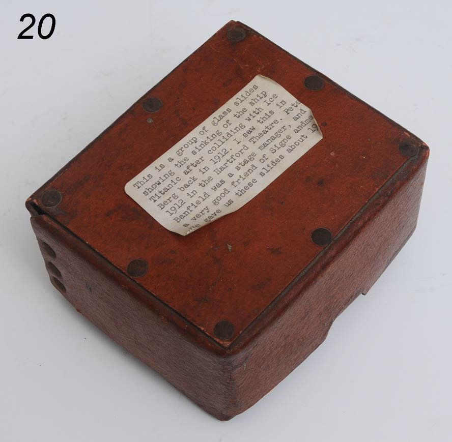 THE TITANIC Boxed Set of Lantern Slides Levi Co, Ne: THE TITANIC Boxed Set of Lantern Slides Levi Co, New York, 1912 approx. 16 slides showing interior, captain,The Carpathia each 3 1/4" x 4" Shipping Information: Shipping within the Continental USA (ex