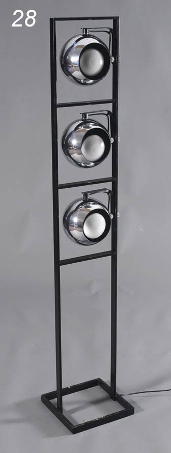 ITALIAN MODERN FLOOR LAMP with three adjustable ch: ITALIAN MODERN FLOOR LAMP with three adjustable chrome ball lamps 60" high circa 1970 Shipping Information: Buyer is responsible for arranging 3rd party shipping