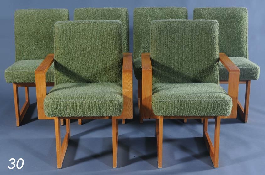 VLADIMIR KAGAN "CUBIST" DINING CHAIRS 34" high (a: VLADIMIR KAGAN "CUBIST" DINING CHAIRS 34" high (arms 23" wide) circa 1970 Shipping Information: Buyer is responsible for arranging 3rd party shipping