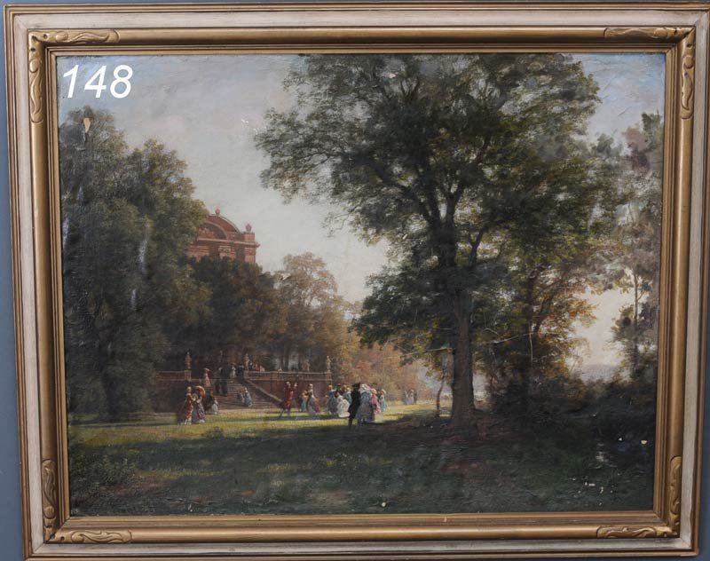 HERMANN POHLE (1831-1901) Garden Party At The Pala: HERMANN POHLE (1831-1901) Garden Party At The Palace 28"x 36" oil on canvas signed lower left laid down Shipping Information: Buyer is responsible for arranging 3rd party shipping
