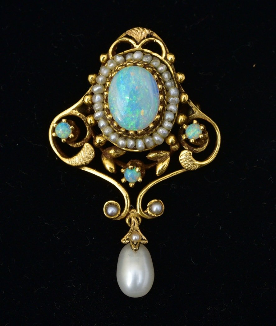 Victorian Style 14k Gold Opal and Pearl Pendant/Brooch (1 of 1)
