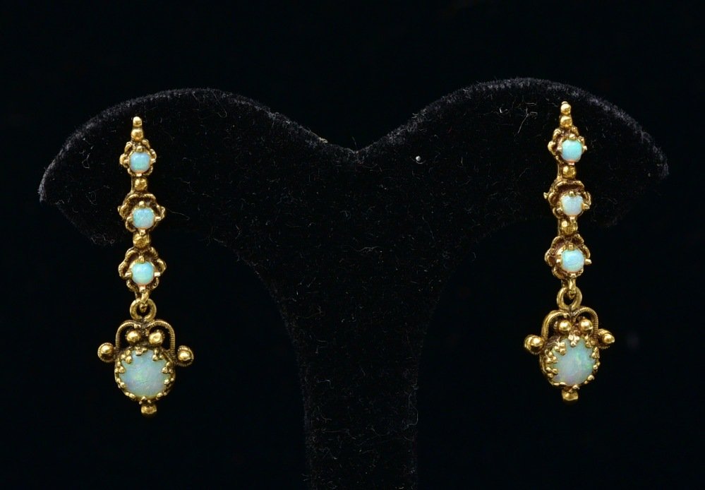 Victorian Style 14k Gold Opal Earrings (1 of 2)