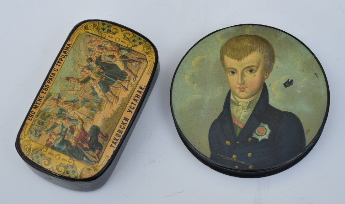Two (2) Russian Lacquerware Snuff Boxes (1 of 4)