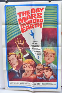 Vintage Sci-Fi Movie Poster: The Day Mars Invaded Earth, 20th Century Fox, 1963, 40"x26", unframed