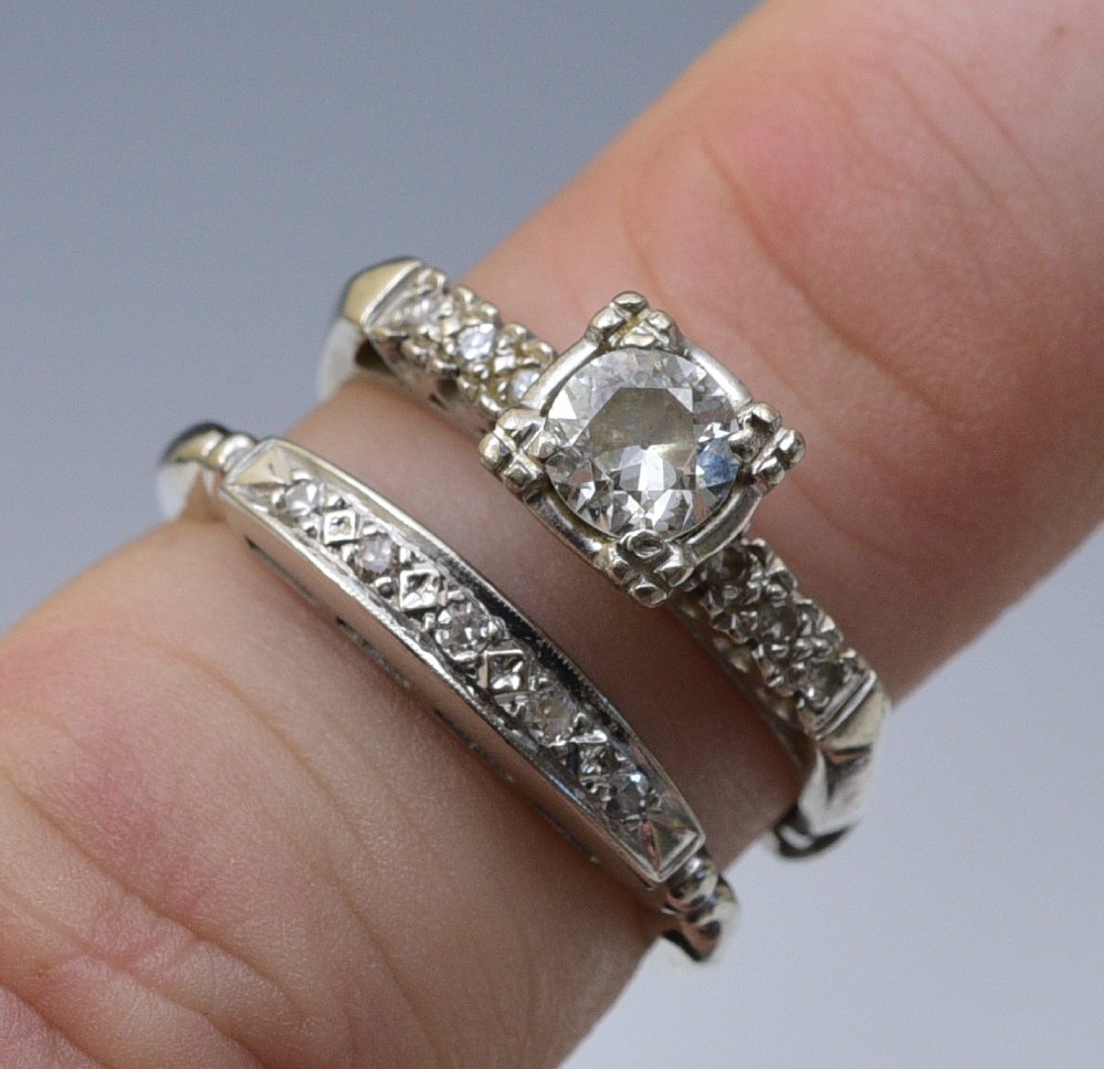 14k Gold Diamond Wedding Band Set (1 of 3)