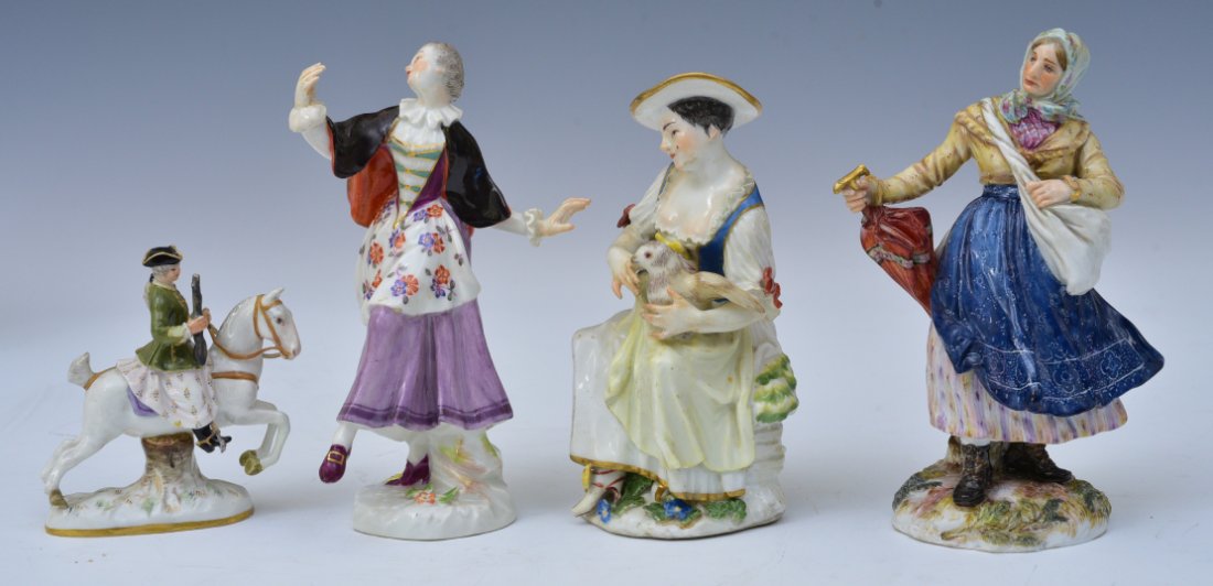 Three  Meissen Porcelain Figures & German Porcelain Figure (1 of 3)