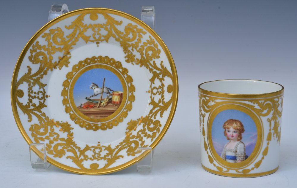 Sevres Style Porcelain Coffee Cup and Saucer (1 of 3)