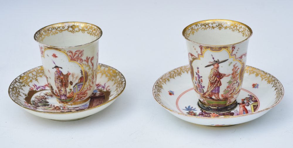 Two Meissen Porcelain Cups and Saucers (1 of 5)