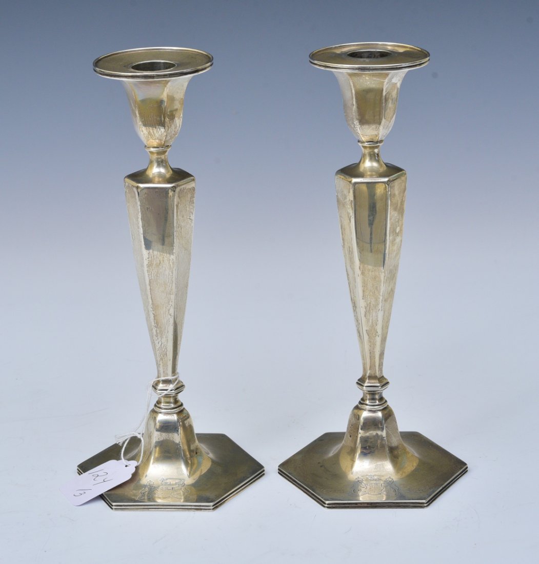Pair Tiffany Sterling Silver Candlesticks and English Silver Ladle (1 of 6)